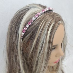 Pink White Round Diamond Crystals Hairband